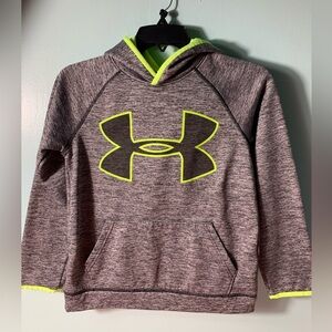 Under Armour Boys size Medium hoodie grey and flourescent green EUC